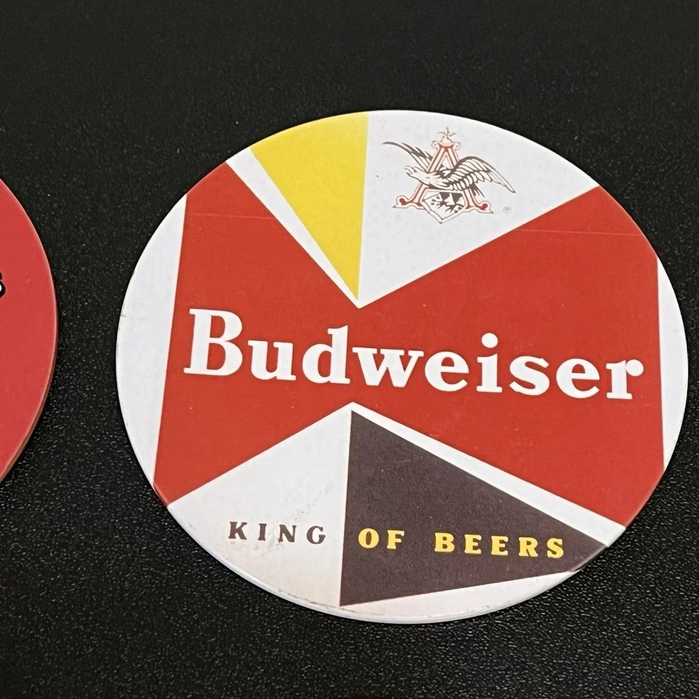 Budweiser Beer Coasters Lot Of 4 Cork Backing Anheuser-Busch King Of Beers